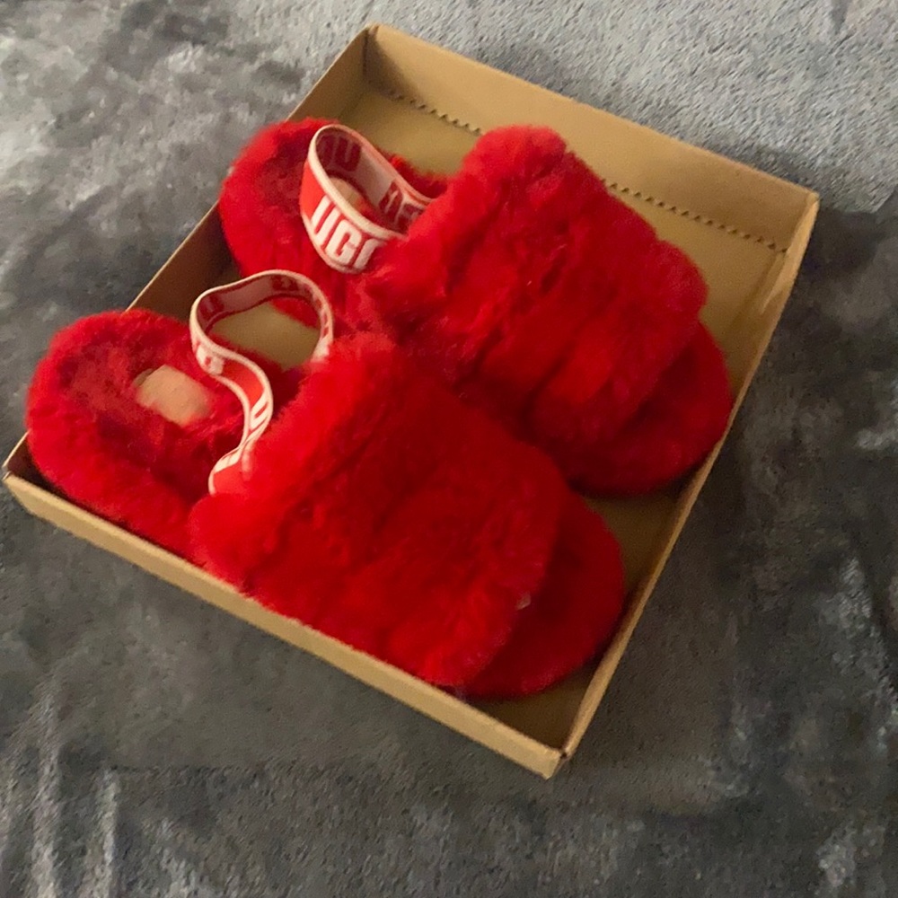 Red UGG slides